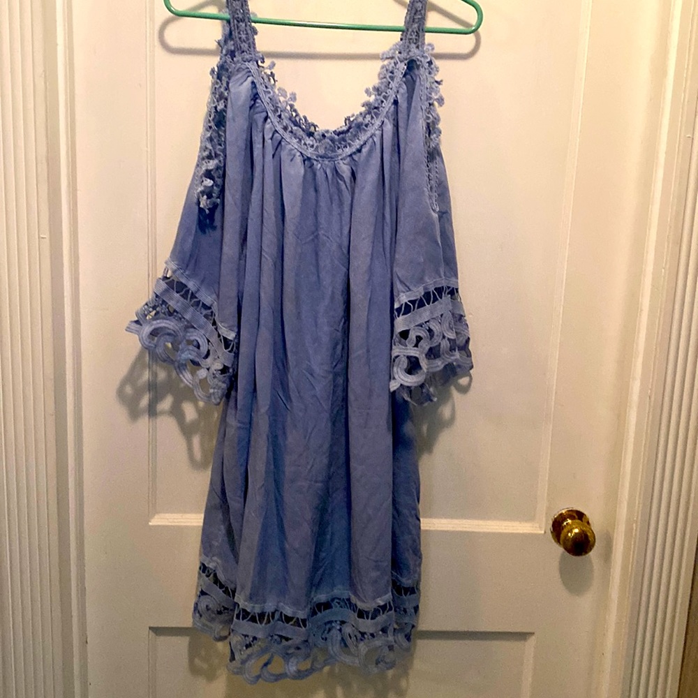 Swimsuits For All Size 18/20 Light Blue Crochet Cover Up